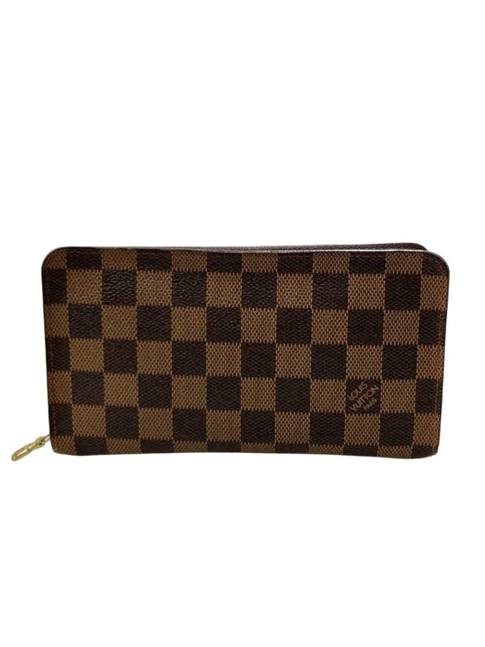 Louis Vuitton Zip Around Wallet Leather Porte Monnaie Zip Damier Ebene